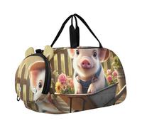 Carry on Duffel Bag Ragazzi Weekend Duffel Pernottamento Ragazze Duffle Bags Travel Tote Dance Duffle Bag Romantic Cat Titanic Love, Carino maiale giardino floreale, classico