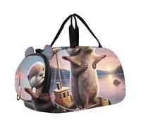 Carry on Duffel Bag Ragazzi Weekend Duffel Pernottamento Ragazze Duffle Bags Travel Tote Dance Duffle Bag Romantic Cat Titanic Love, Titanic Lontra Amore Romantico, classico
