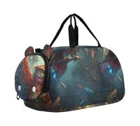 Carry on Duffel per Ragazzi Elegante Viola Bianco Iris Bouquet Pernottamento Weekender Duffel Viaggio Duffle Bags Ragazze Tote Sport Duffle Bag, Fantasia Gufo Mistico Glow, classico