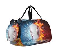Carry on Duffel per Ragazzi Pernottamento Weekender Duffel Sea Turtles Underwater Colorful Travel Duffle Bags Girls Tote Gym Duffle Bambini Bagaglio, Elettrificante Baseball Motion Fire, classico