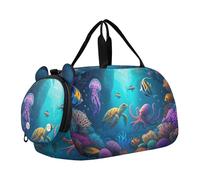 Carry on Duffel per Ragazzi Pernottamento Weekender Duffel Sea Turtles Underwater Colorful Travel Duffle Bags Girls Tote Gym Duffle Bambini Bagaglio, Pesce colorato scena subacquea, classico