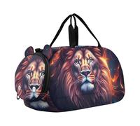 Carry on Duffel per Ragazzi Pittura A Olio Fiori Colorati Vaso Borse Da Pernottamento Del Bambino Ragazze Duffle Borse per Viaggi Sport Danza Bag, Leone Fiamma Cosmica Behemoth, classico