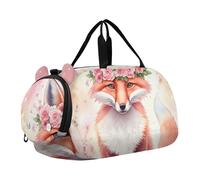 Carry on Duffel per Ragazzi Simpatico Gufo Blu Libri Borse Da Pernottamento Duffle Borse Da Viaggio Tote Bambini Palestra Duffle, Acquerello Fox Corona Fiori, classico