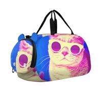 Carry on Duffel per Ragazzi Simpatico Gufo Blu Libri Borse Da Pernottamento Duffle Borse Da Viaggio Tote Bambini Palestra Duffle, Gatto giallo Blu, classico