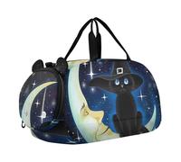 Carry on Duffel per ragazzi Weekend Duffel Pernottamento Ragazze Tote Duffle Borse Viaggio Bambini Palestra Duffle Bellissimo Gallo colorato, Black Witch Cat Moon, classico