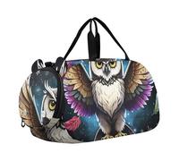 Carry on Duffel per Ragazzi Weekender Pernottamento Viaggio Duffle Borse Ragazze Tote Dance Bambini Bagaglio Rosso Fenicotteri Tramonto, Cool Majestic Owl, classico