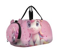 Carry on Duffel per Ragazzi Weekender Pernottamento Viaggio Duffle Borse Ragazze Tote Dance Bambini Bagaglio Rosso Fenicotteri Tramonto, Simpatico unicorno rosa, classico