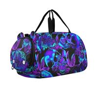 Carry on Duffel per Ragazzi Weekender Pernottamento Viaggio Duffle Borse Ragazze Tote Dance Bambini Bagaglio Rosso Fenicotteri Tramonto, Teschi olografici Fiori, classico