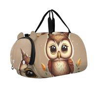 Carry on Duffel per Ragazzi Weekender Pernottamento Viaggio Duffle Borse Ragazze Tote Dance Bambini Bagaglio Rosso Fenicotteri Tramonto, Simpatici gufi marroni, classico