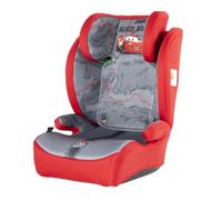 Disney Seggiolino auto Cars per la sicurezza dei bambini con altezza da 100 a 150 cm con grafiche di Saetta McQueen su fondo rosso e grigio