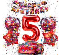 Cars Decorazione per compleanno 5 anni, decorazione per feste di compleanno, auto e ragazzi, palloncini per 5 anni, palloncini in pellicola, motivo: Cars Happy Birthday Banner per bambini