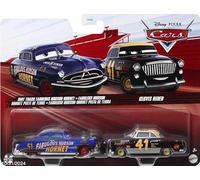 Cars Disney Pixar Pack 2 Auto Metallo 1:55 - Die-Cast Dirt Track Fabulous Hudson Hornet & Clovis Rider