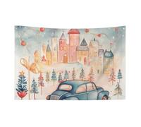 Cars in Small Town Flag 152,4 x 243,8 cm No Fade Bandiera di benvenuto Giardino Cortile Casa Bandiere Decorative Giardino Cortile Cartello Interno Esterno Banner Party Home Decor