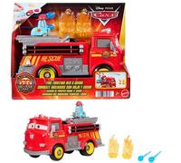 Mattel CARS - Sfreccia e Soccorri Red e Guido Pompieri, set con camion dei pompieri, 2 bersagli a forma di fiamma e 2 proiettili ad acqua inclusi, giocattolo per bambini, 3+ anni, JFL54