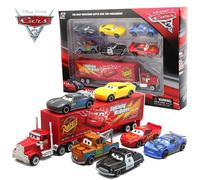 CARS SET 7 PEZZI Disney Pixar Mcqueen Jackson Storm Mack Cricchetto 1:55 Toy Boy