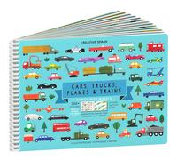 Cars Trucks Planes & Trains Sticker Book + Coloring by Cupkin: Innovative Side by Side Sticker Books - Spiral Binding Allows The Car Stick