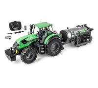 Carson 1:16 Trattore Deutz 8280TTV con rimorchio cisterna 100% - Trattore RC, veicolo telecomandato con luci e suoni, batterie e telecomando inclusi, Bulldog telecomandato