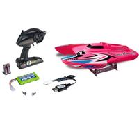 Carson 500108037 Race Shark FD 2.4G 100% RTR rosa - barca telecomandata per bambini a partire dagli 8 anni, barca RC, barca RC RTR, fino a 25 km/h, 100% RTR (Ready to Run), con telecomando a 2,4 GHz