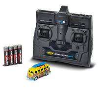 Carson 500504150 1:87 VW T1 Bus Flower Power 100% RTR - modello pronto per la guida, telecomando a 2,4 GHz con connessione di ricarica, incl. batterie trasmettitore 4xAAA, con illuminazione a LED