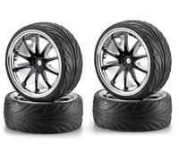 Carson 500900080-01:10 Big Wheel Set 02, 10 Razze, Accessori Modello, 4 Pezzi, Nero/Cromo