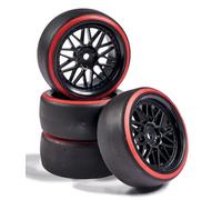 Carson 500900157 - 1:10 Set Ruote Drift (4) Nero/Rosso - Nuovo
