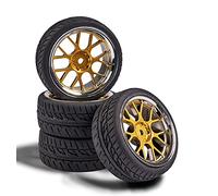 Carson 500900163 - Set di ruote Y-Design2 (4) oro/cromato, accessori per modellismo, ricambio per tuning, pneumatici, set di pneumatici