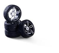 Carson 500900173 1:10 Set di ruote (4) design a 10 raggi argento - accessori per modellismo, pezzi di ricambio, tuning, pneumatici, set di pneumatici