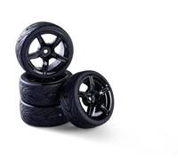 Carson 500900180 1:10 Set di ruote (4) design 5 raggi nero - accessori per modellismo, pezzi di ricambio, tuning, pneumatici, set di pneumatici