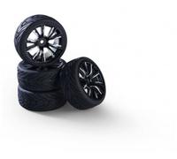 Carson 500900182 - 1:10 Set Ruote Design A M (4) Argento/Nero Nuovo