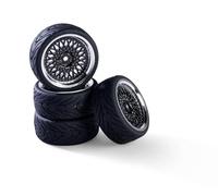 Carson 500900188 1:10 Set di ruote (4) design classico nero cromo - accessori per modellismo, pezzi di ricambio, tuning, pneumatici, set di pneumatici