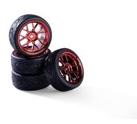 Carson 500900193 1:10 Set di ruote (4) Y-Design3 rosso - accessori per modellismo, pezzi di ricambio, tuning, pneumatici, set di pneumatici