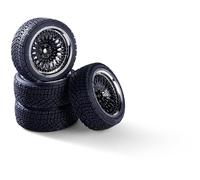 Carson 500900199 1:10 Set di ruote (4) Rally Design3 cromo/nero - accessori per modellismo, pezzi di ricambio, tuning, pneumatici, set di pneumatici