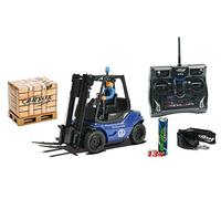 Carson 500907175 THW 100% RTR Carrello elevatore radiocomandato, Veicolo utilitario, Scala 1:14, funzioni Luminose e sonore, batterie del trasmettitore Incluse, Telecomando a 2,4 GHz, Blu