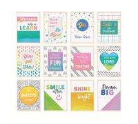 Carson Dellosa Creatively Inspired 12-Piece Posters, Motivational 8.5" x 11" Wall Art With Rainbows and Positive Affirmations for Bulletin Board, Boho Decor, Classroom Must Haves