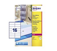 Poliestere adesivo L7562 trasparente 25fg A4 99,1x34mm (16et/fg) laser Avery