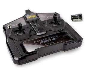 Carson FS 3K Reflex Stick Pro 4 - Telecomando RC, sistema a 3 canali da 2,4 GHz, controllo completamente proporzionale, Dual Rate, Failsafe, nero