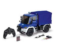 Carson Modellino 500907722 1:12 MB Unimog U300 THW per vigili del fuoco. 2,4G RTR, veicolo, Unimog RC con funzioni, set completo al 100%, blu
