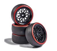 Carson 500900157 - 1:10 Set Ruote Drift (4) Nero/Rosso - Nuovo