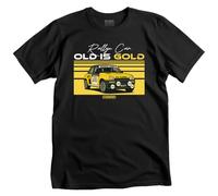 CARSPIRIT T-Shirt Rally Car Old is Gold, Monte Carlo R5 Turbo, Design Retrò Giallo e Nero, Auto da Corsa, Nero , L