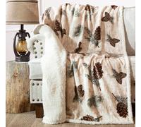 Carstens, Inc. Coperta in pile Sherpa, oversize, super soffice, 137,2 x 172,7 cm, motivo: pigna