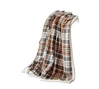 CARSTENS, INC. Coperta in pile Sherpa, oversize, super soffice, 137,2 x 172,7 cm, motivo: scozzese grigio e castagna