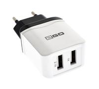 carstyling XXL 2GO - Caricatore USB doppio, 2,4 A, 100 V-240 V, colore: Bianco/Nero