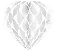 Carta a nido d’ape a forma di cuore bianca - 30 cm
