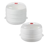 Carta a vapore a microonde con coperchio e vassoio - Contenitore per riscaldamento alimentare multiuso, cucina sana in senza BPA ventilata | Verdure pesce pasta palla