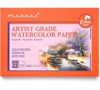 Carta Acquerello Cotone A4-22 Fogli Acquerello, Priva di Acidi, 300gr, 100% Cotone, Pressato a Freddo, Album Da Disegno Professionale | Ideale Per Pittura E Disegno Con Acquarello, Watercolor Paper