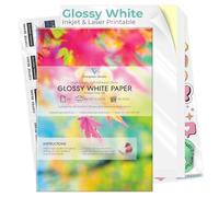 Carta Adesiva A4 Bianca Lucida Evergreen Goods 100 Fogli Etichette Adesive Stampabili Autoadesive | Carta per Stickers Getto d'Inchiostro e Laser | Fai da Te, Foto, Uso Domestico e Ufficio, Cricut