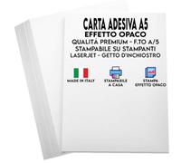 Carta ADESIVA adesivo A5 grammi Bianca Semi Lucida ideale per disegnare colorare stampare scrivere per Stampanti Inkjet e Laser Confezione da 200 Fogli