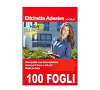 CARTA ADESIVA BIANCA A4 PER STAMPANTI INK JET FOTOCOPIATRICI LASER 100 FOGLI
