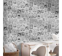 Carta Adesiva per Mobili Animali Grigi Astratti Carta da Parati Adesiva Muro Moderna Impermeabile Autoadesiva per Soggiorno Camera Da Letto Sfondo Porta Cucina Armadio 38.6x480.6 cm