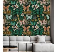 Carta Adesiva per Mobili Farfalla Arancione Verde Tappeto murale autocollante PVC Impermeabile per Soggiorno Camera Bagno Cucina Carta da Parati Adesiva Muro 40x120 cm/ 1 rotolo